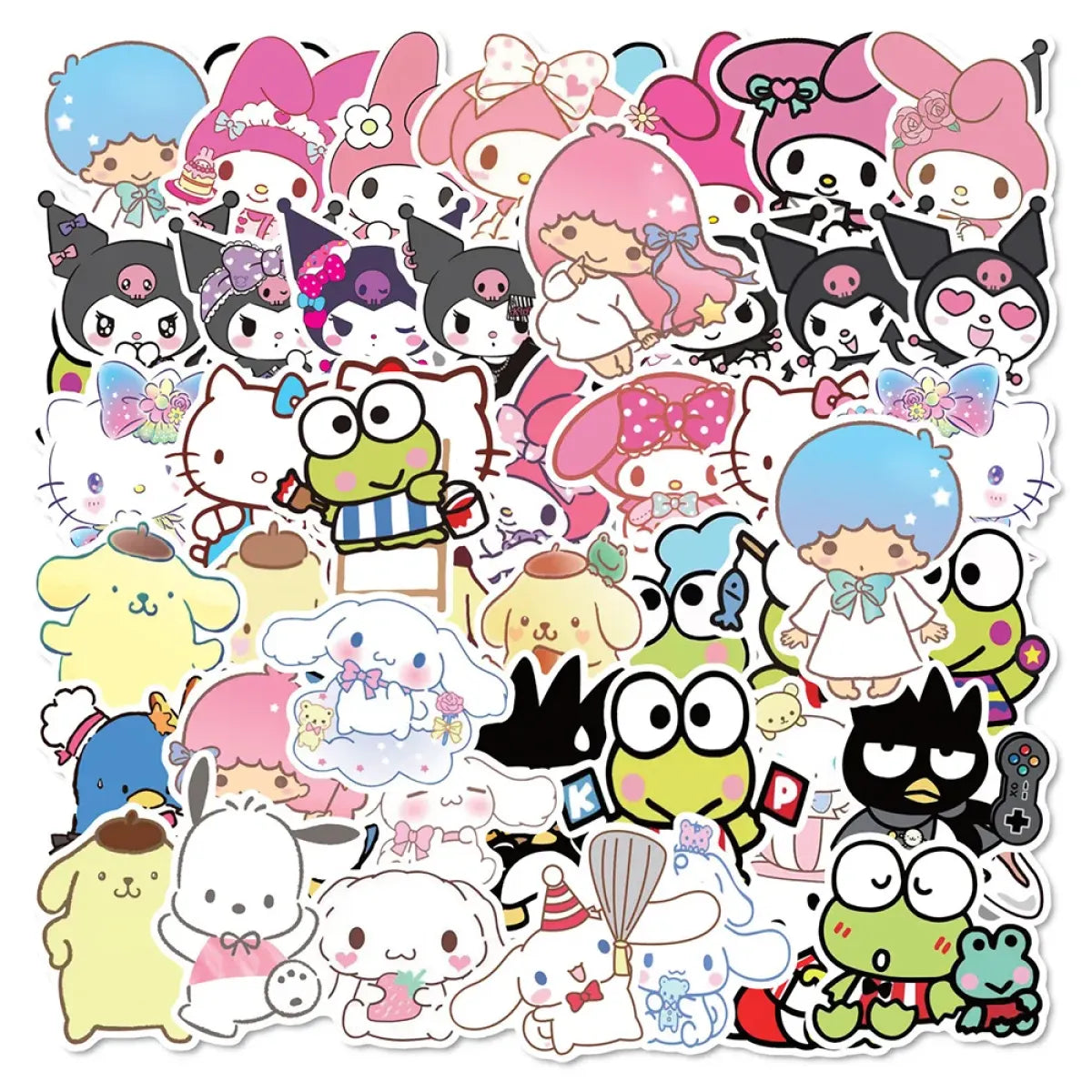 50pcs Sanrio Cartoon Stickers - Hello Kitty, Kuromi, My Melody