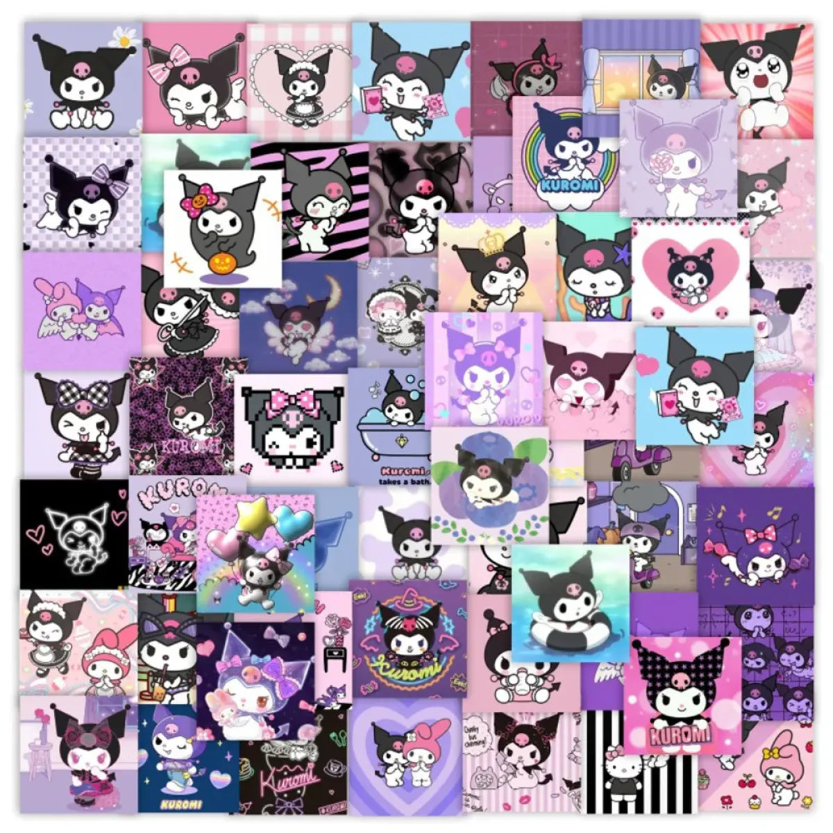 50pcs Sanrio Cartoon Stickers - Hello Kitty, Kuromi, My Melody