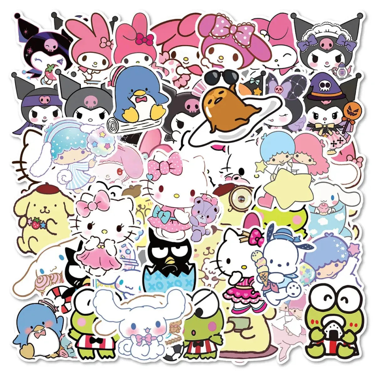 50pcs Sanrio Cartoon Stickers - Hello Kitty, Kuromi, My Melody