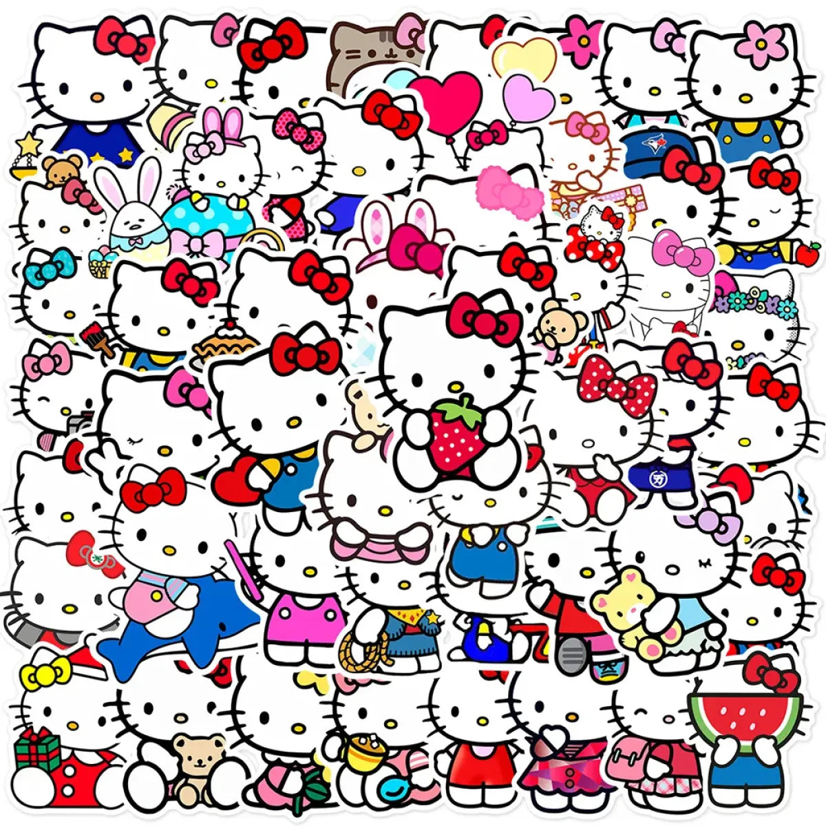 50pcs Sanrio Cartoon Stickers - Hello Kitty, Kuromi, My Melody