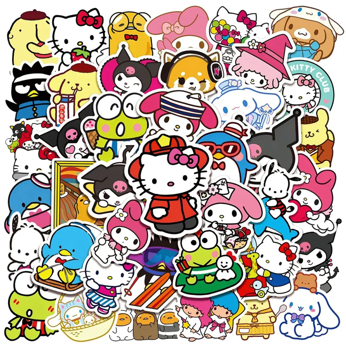 50pcs Sanrio Cartoon Stickers - Hello Kitty, Kuromi, My Melody