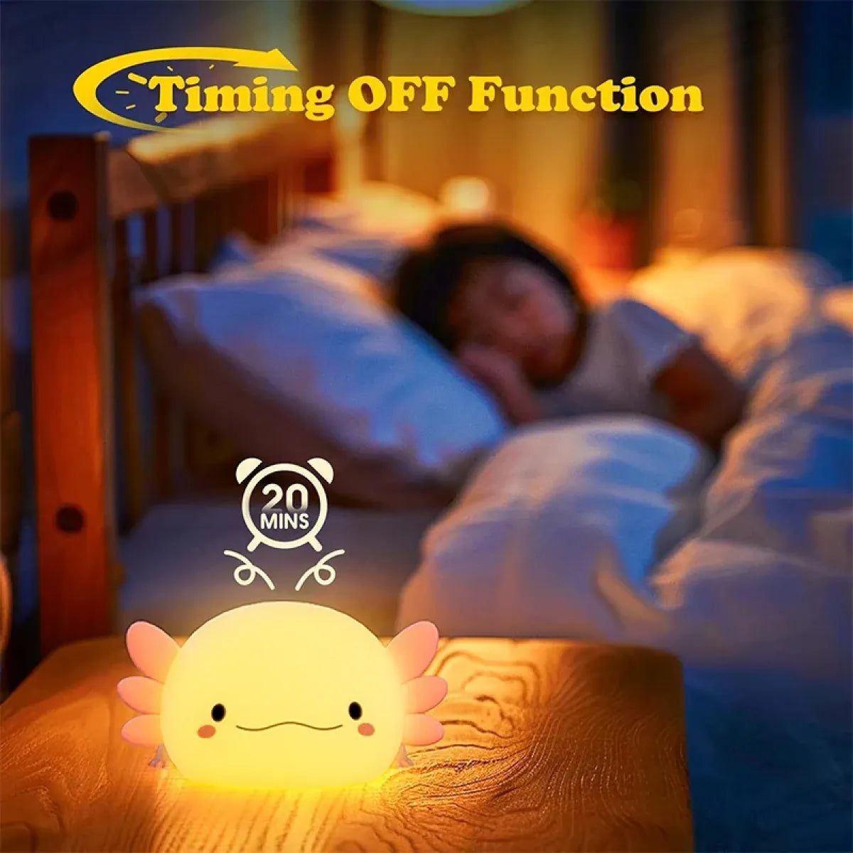 Axolotl Night Light – USB Rechargeable Silicone Touch Lamp