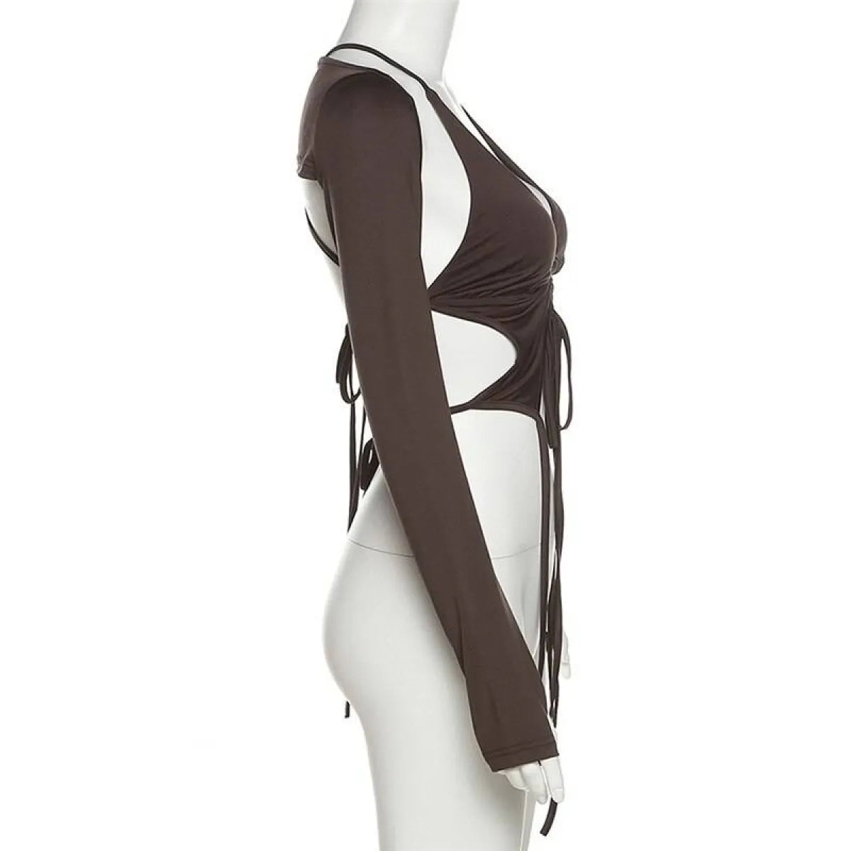 Backless Long Sleeve Crop Tops