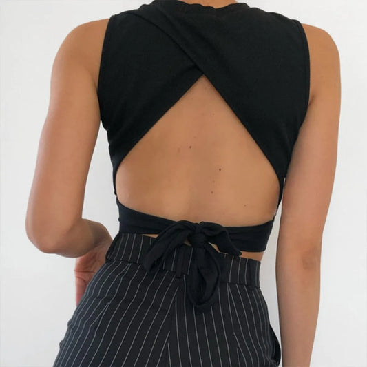 Casual Backless Streetwear Tops
