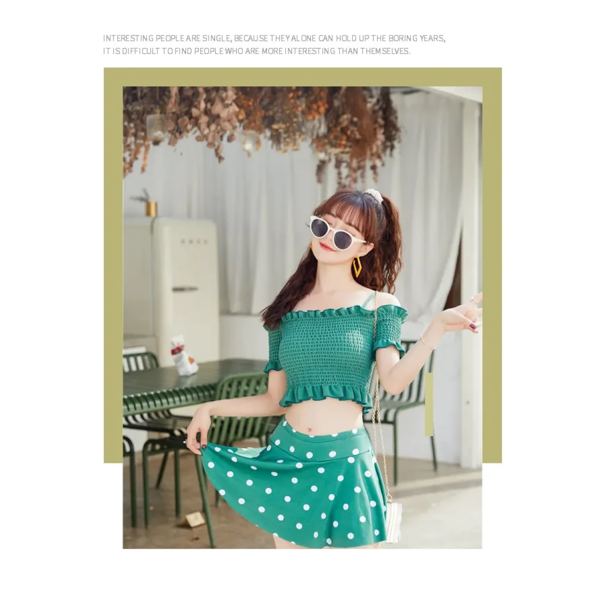 Bikini Set – Ruffled Off Shoulder High Waist Skirt