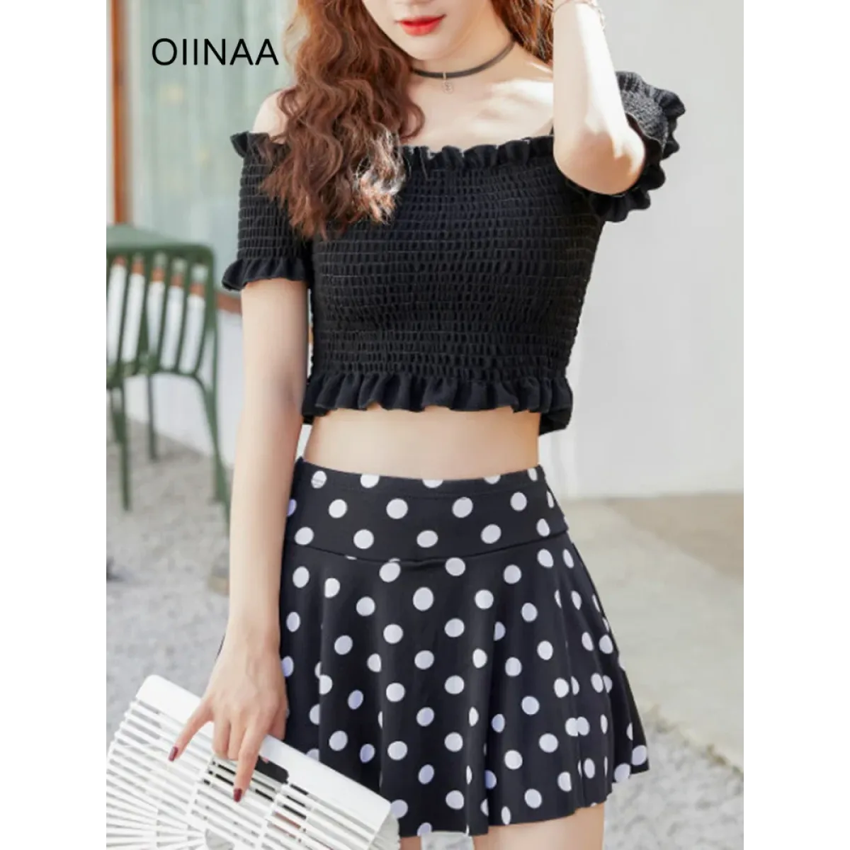 Bikini Set – Ruffled Off Shoulder High Waist Skirt