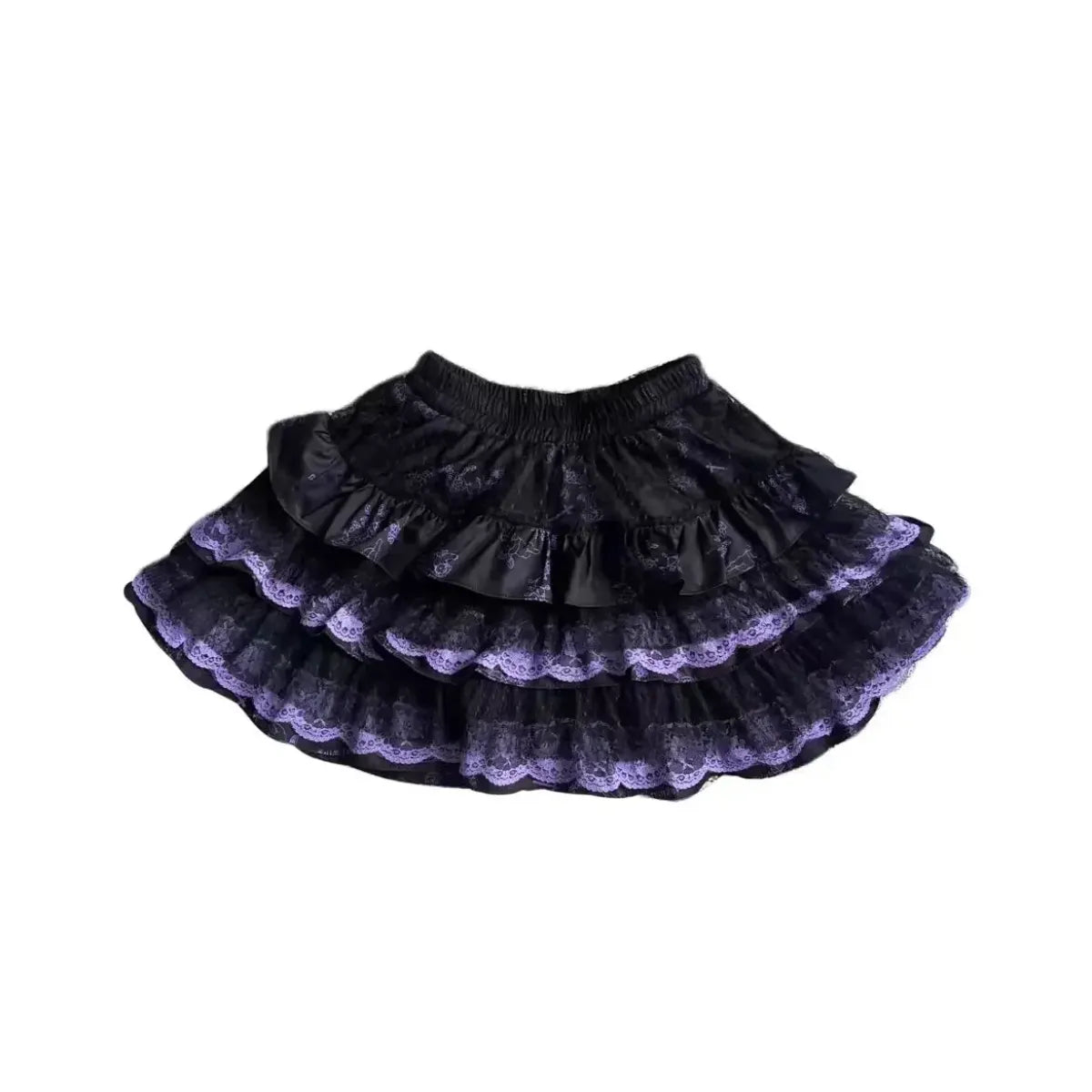 Y2K Punk Lace Mini Skirt – Gothic Layered A-Line Skirt