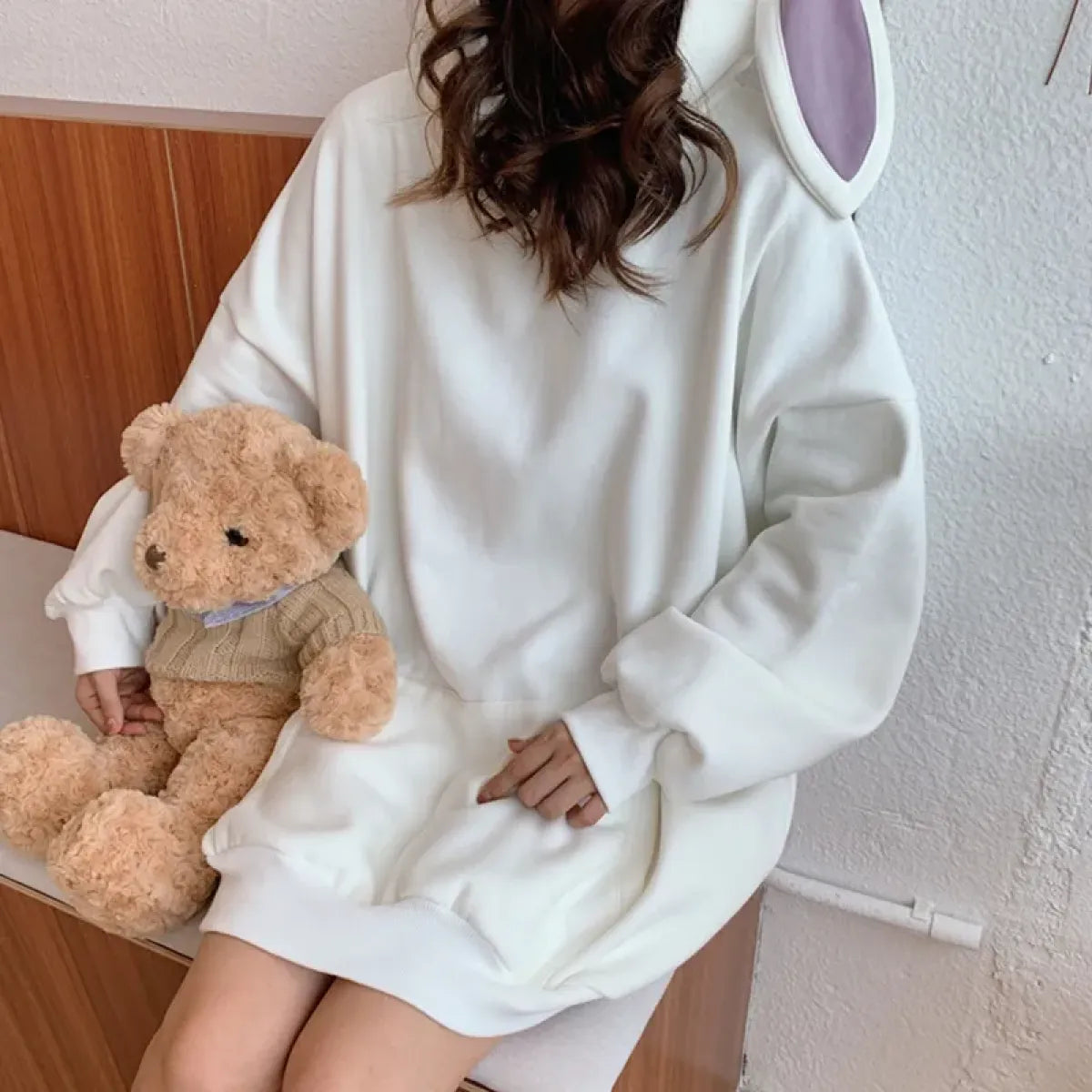 Bunny Ear Women's Hoodie - Cute Rabbit Long Sleeve Top