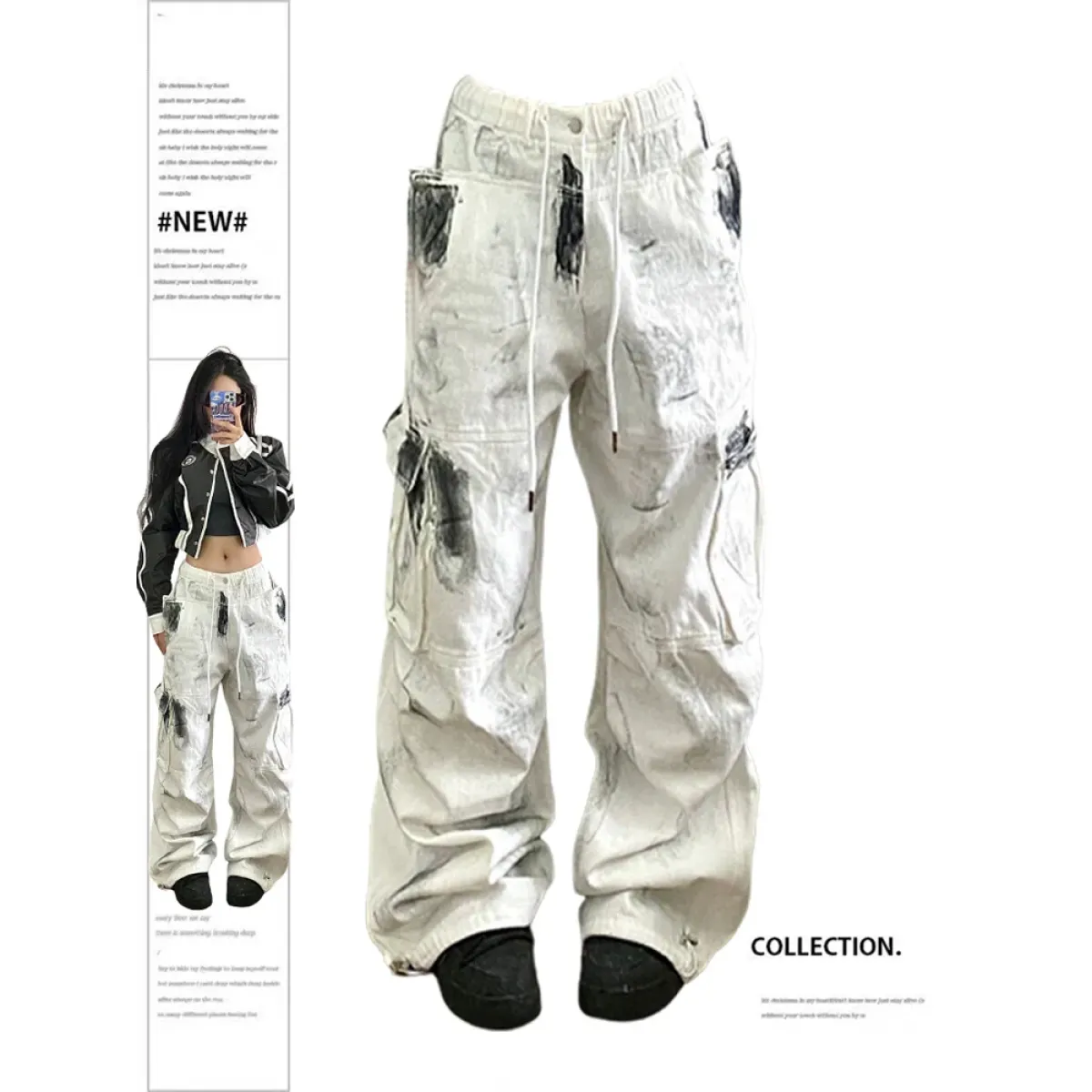 Y2K Vintage White Cargo Jeans - High Waist