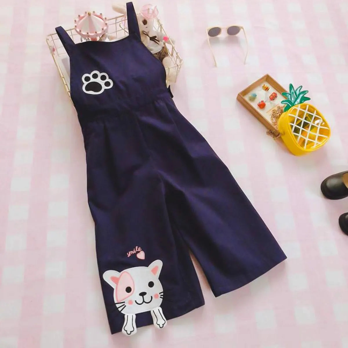 Cat Embroidered Harajuku Romper
