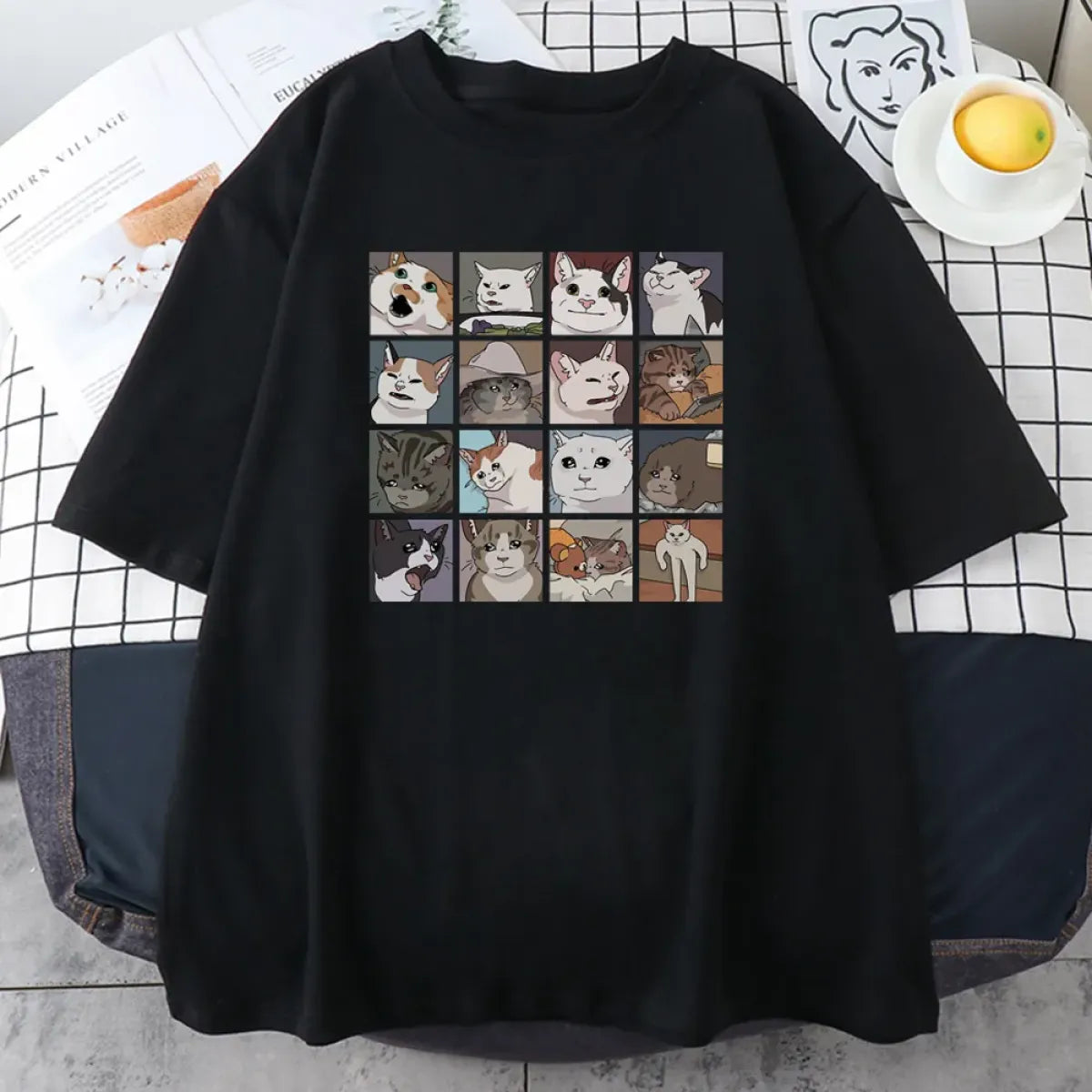 Cats Puzzle Printed T-shirt