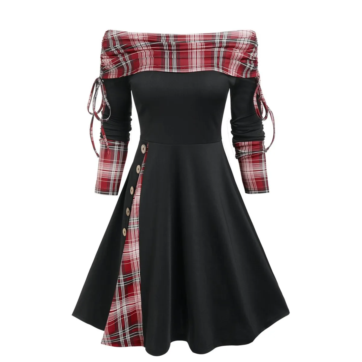 Cinched Striped Flare Dress