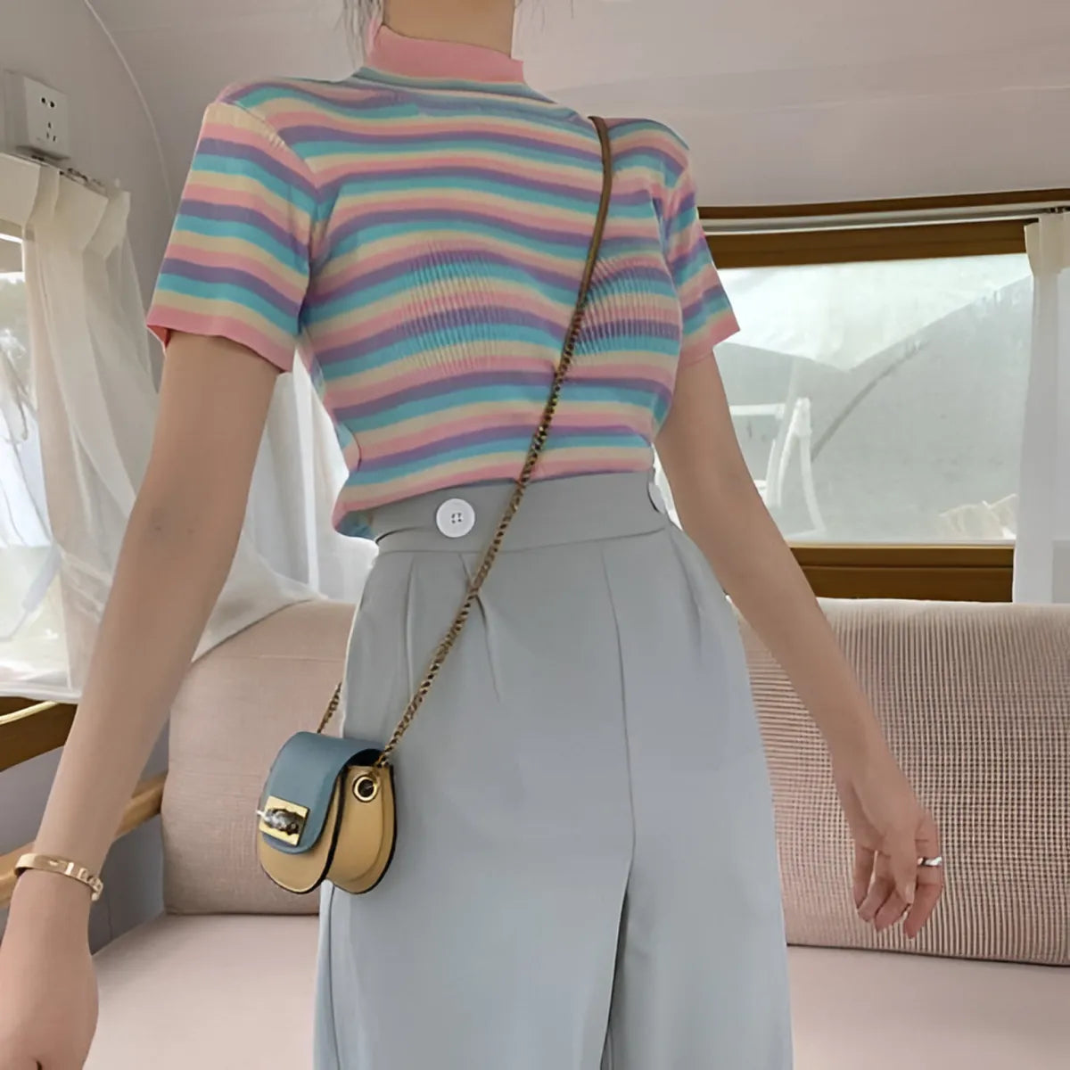 Colorful Striped Crop Top