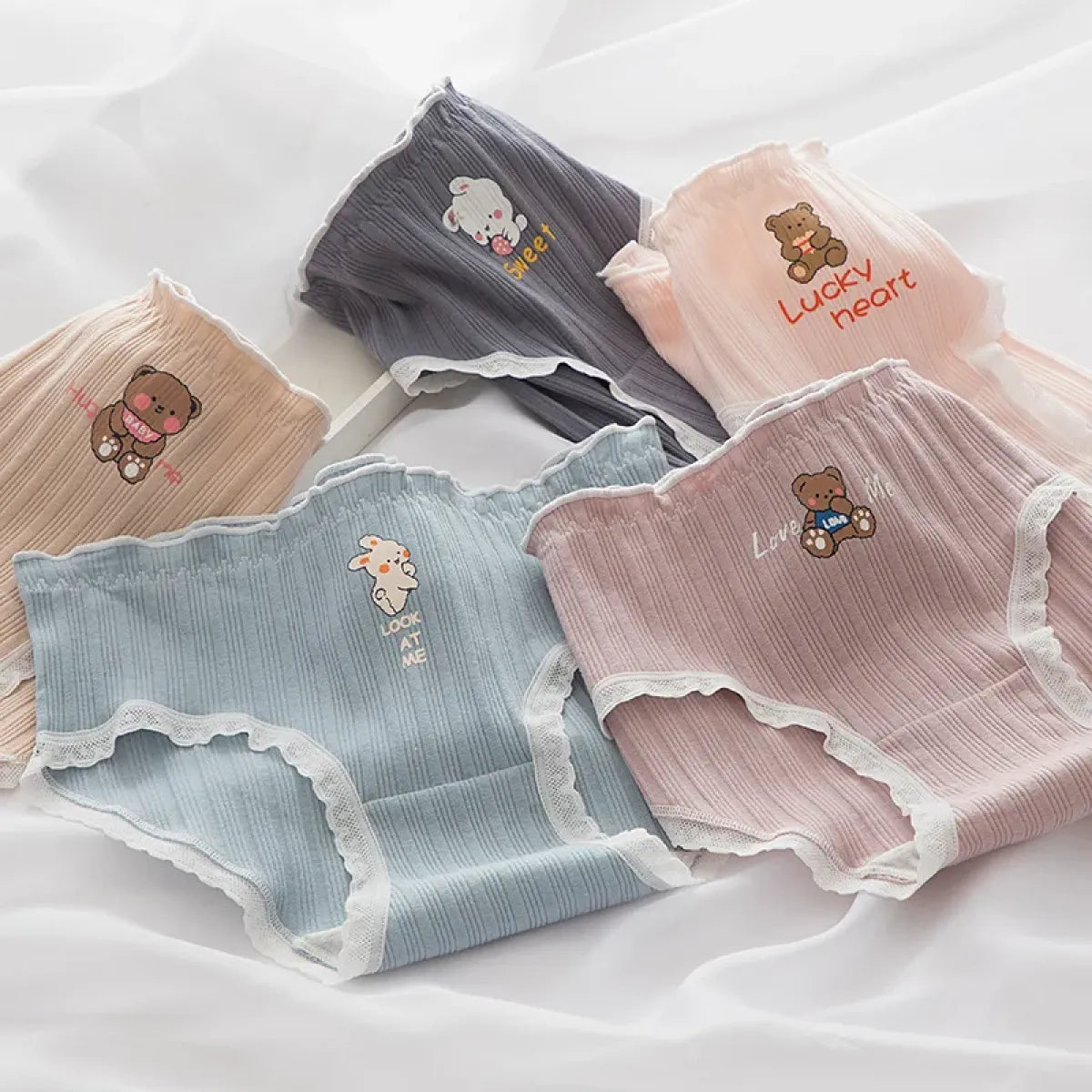 5-Pack Cotton Panties for Women - Plus Size Cute Soft Briefs Sexy Lingerie