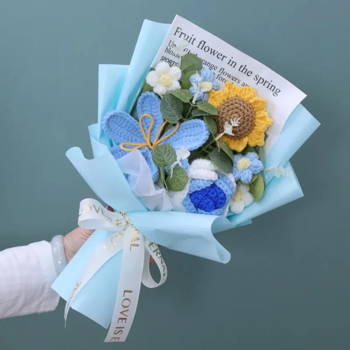 Crochet Flower Bouquet – Sunflower, Rose & Tulip Gift for Birthday or Valentine’s Day