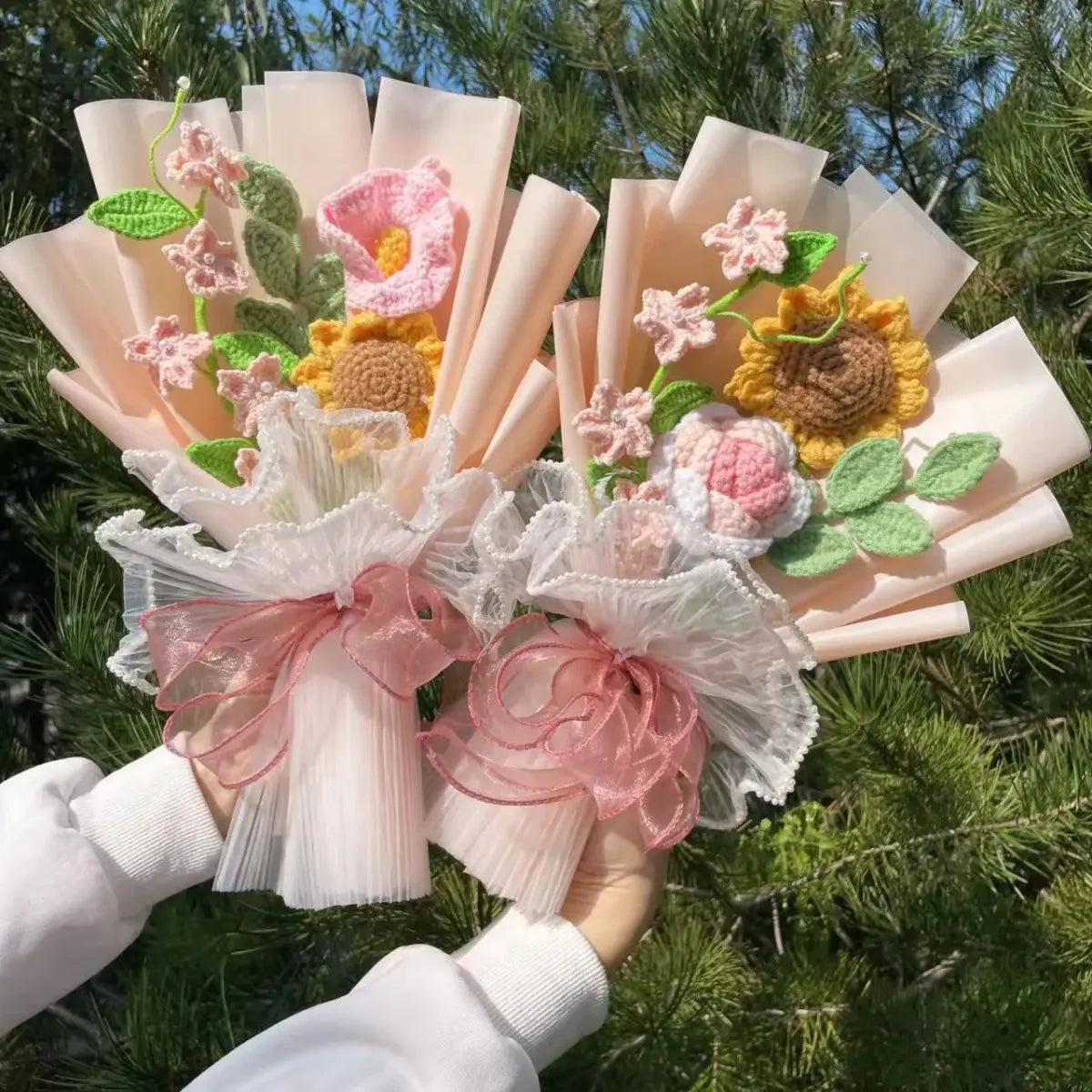 Crochet Sunflower Bouquet – Handmade Knit Gift for Graduation