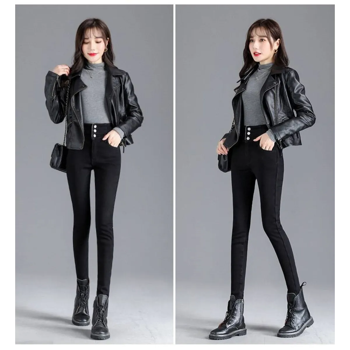 Thick Fleece High-waist Skinny Jeans