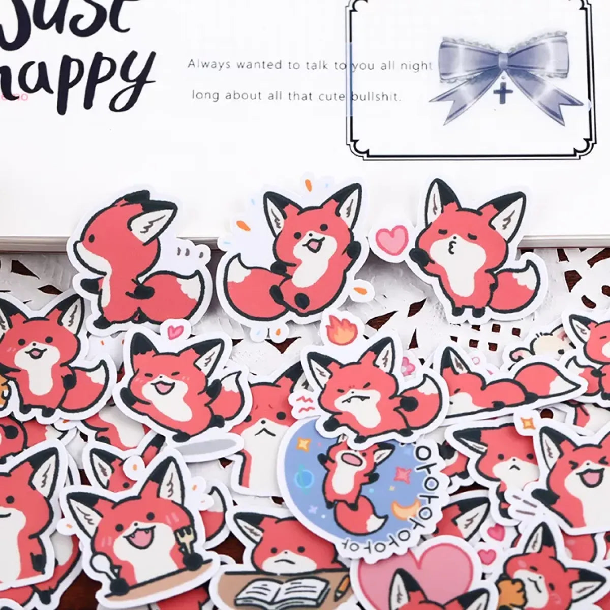 38pcs Little Fox Cartoon Stickers - DIY Photo Album Waterproof Decoration