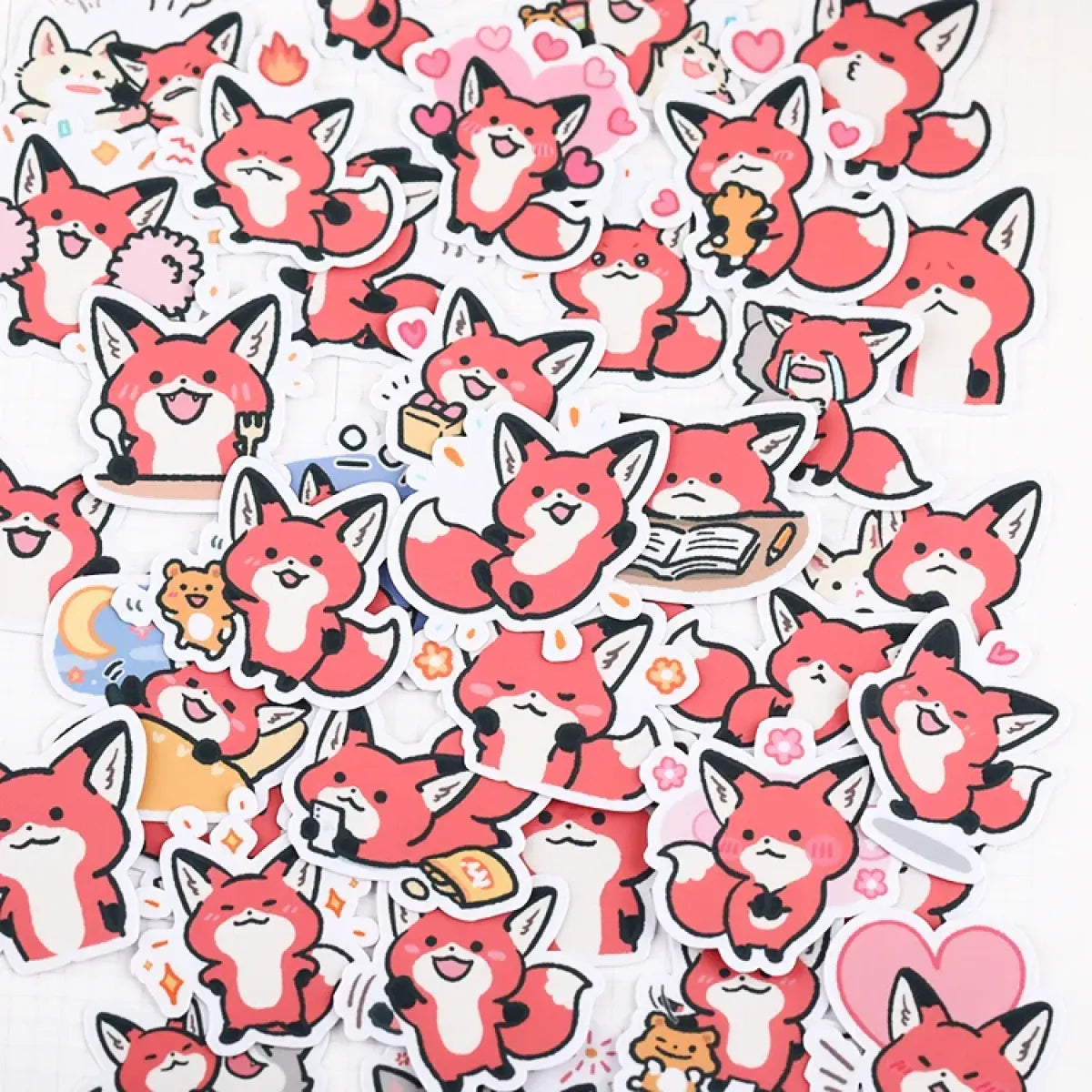38pcs Little Fox Cartoon Stickers - DIY Photo Album Waterproof Decoration