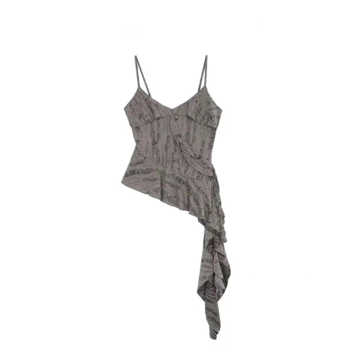 Asymmetrical Ruffle Tank Top – Grunge Y2K Punk Streetwear