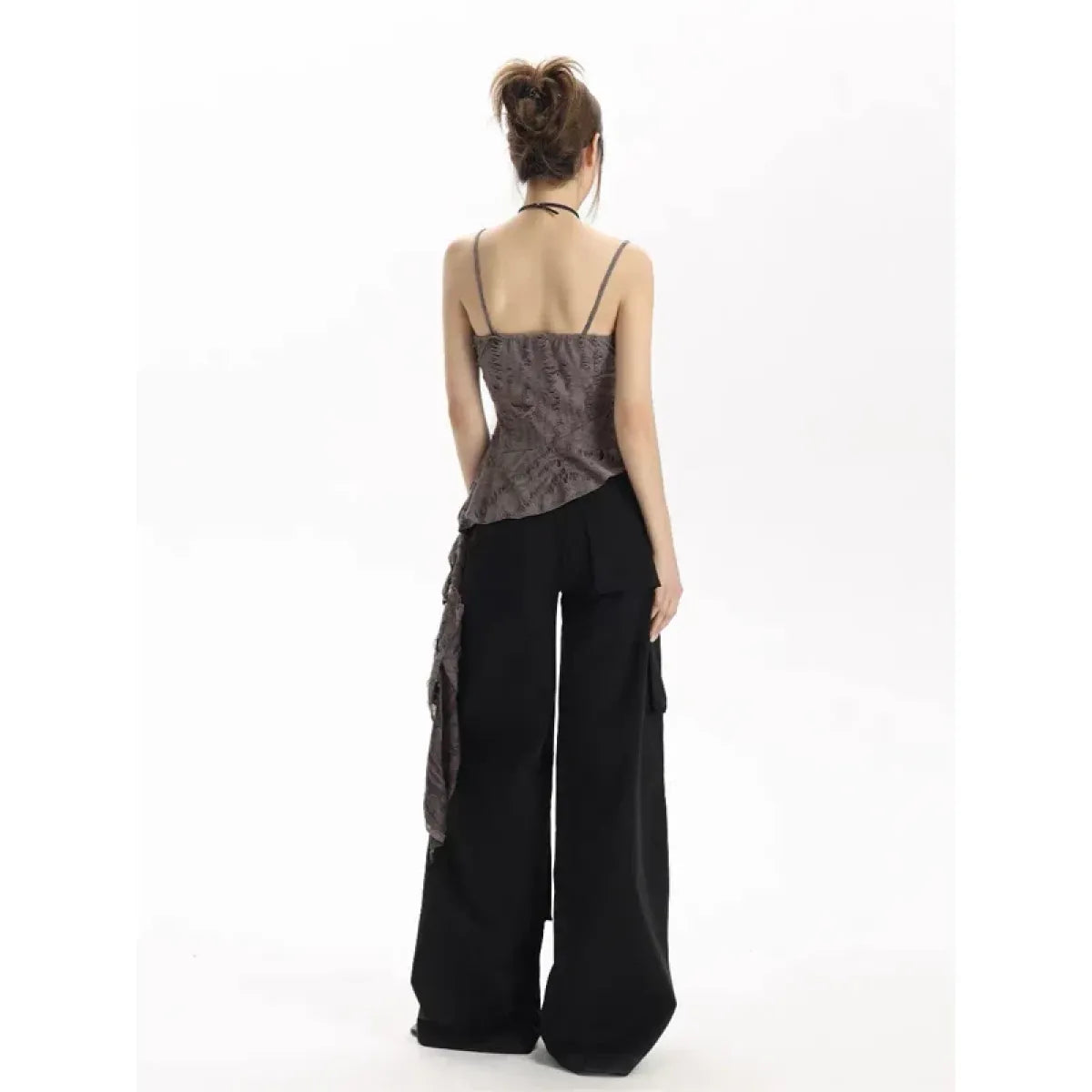 Asymmetrical Ruffle Tank Top – Grunge Y2K Punk Streetwear