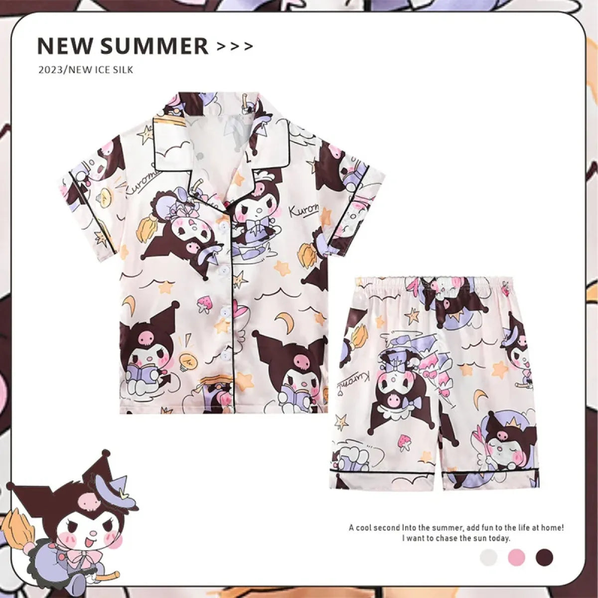 Anime Sanrio Kids Ice Silk Pajamas