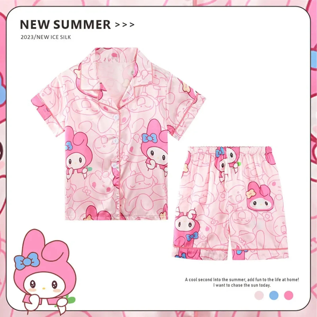 Anime Sanrio Kids Ice Silk Pajamas