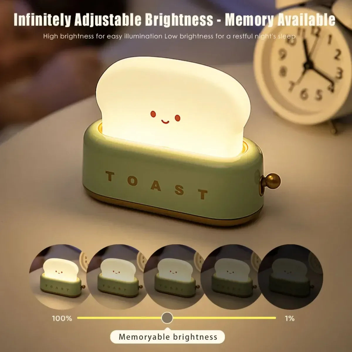 Toast LED Night Light – Kawaii Bread Lamp with Timer & Adjustable Brightness