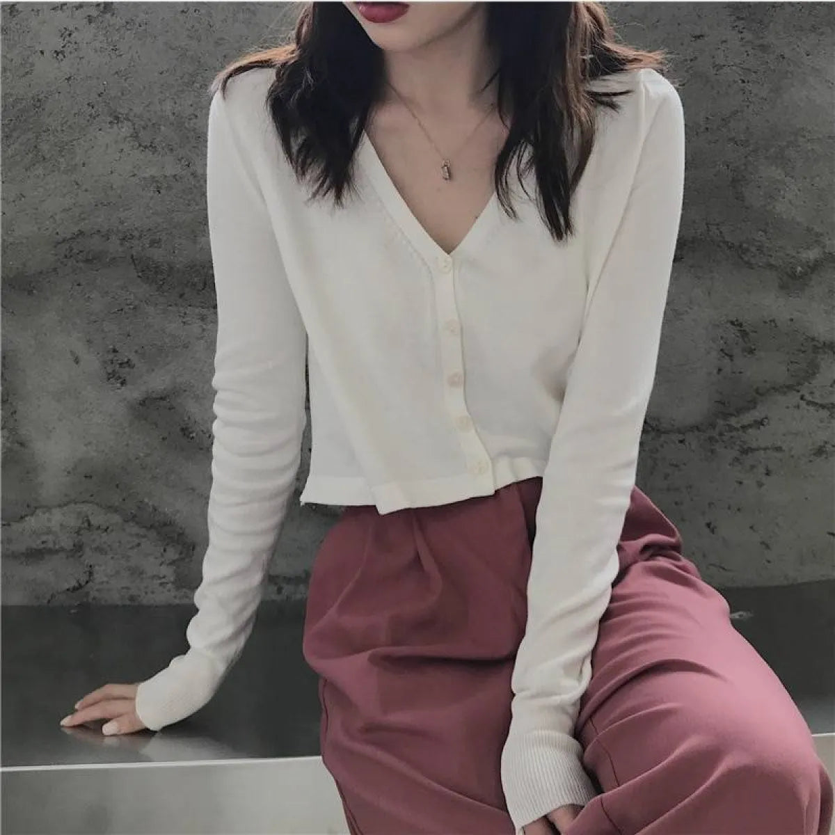 Women's Knitted Cropped Cardigan