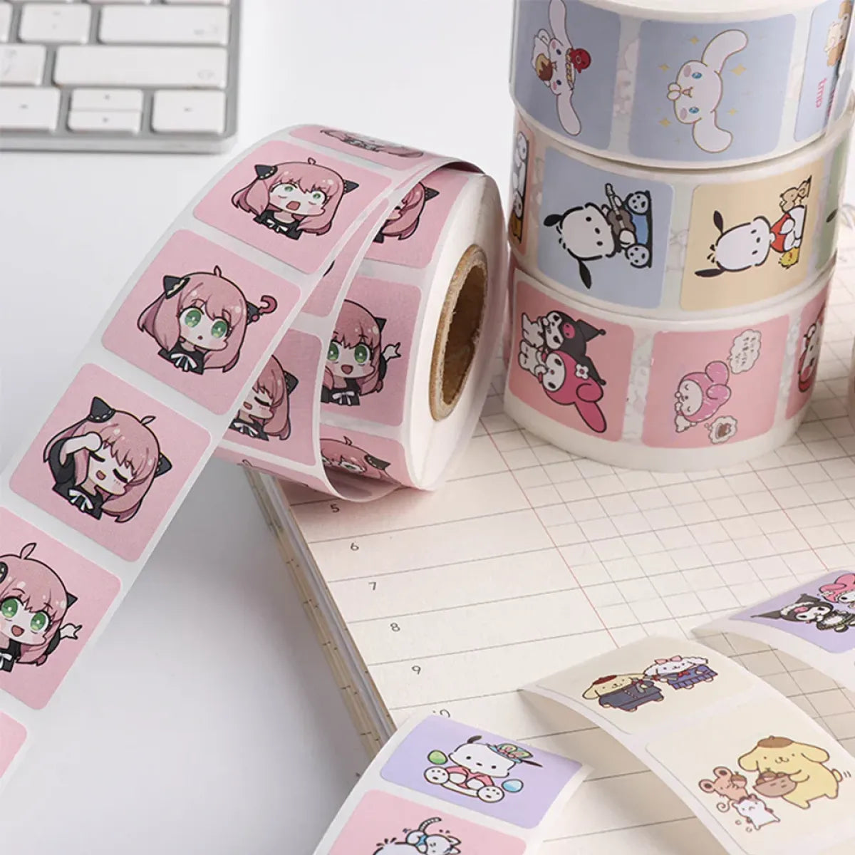 500PCS Cute Kuromi, Pochacco, My Melody Cartoon Stickers
