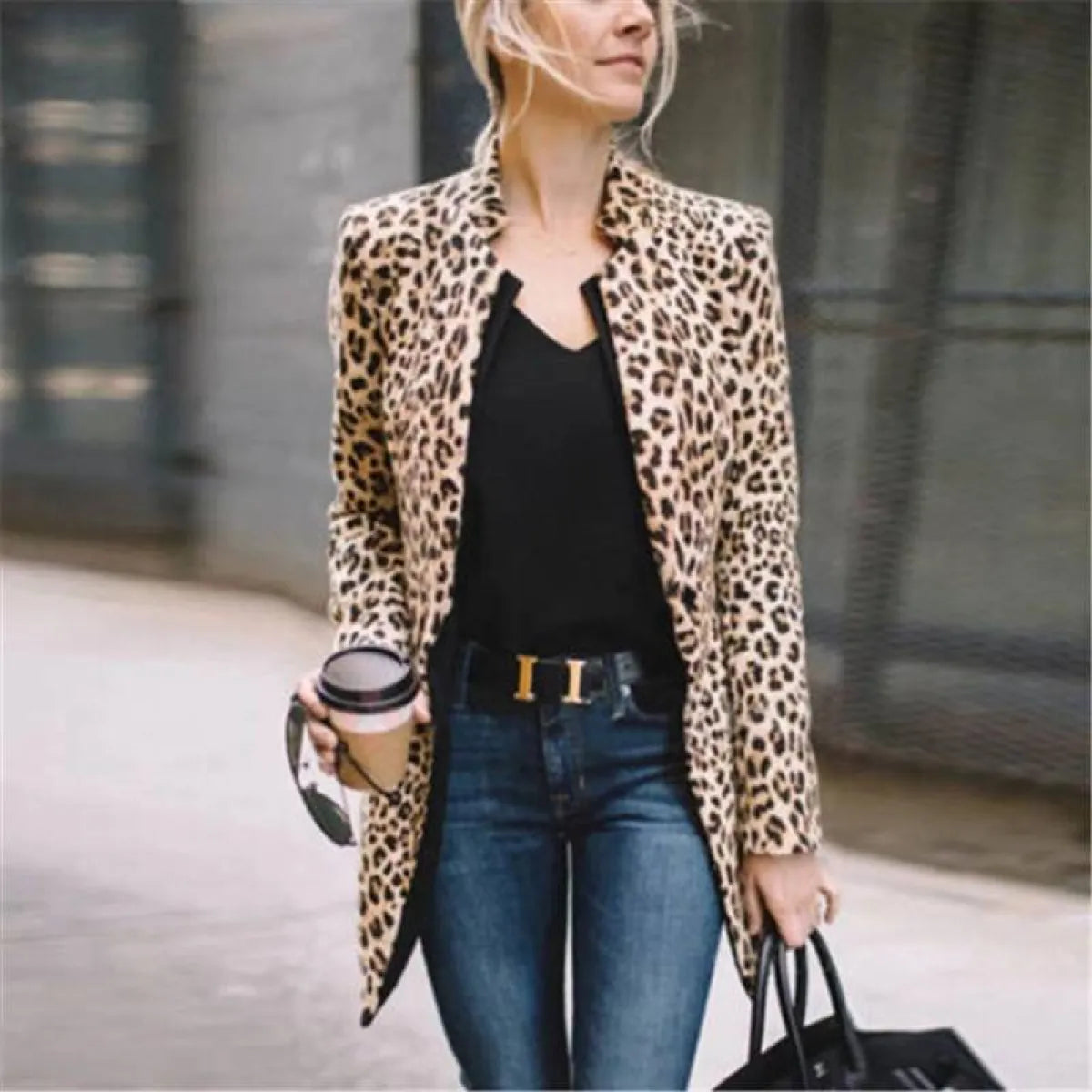 Women's Street Fashion Leopard Patterned Blazer