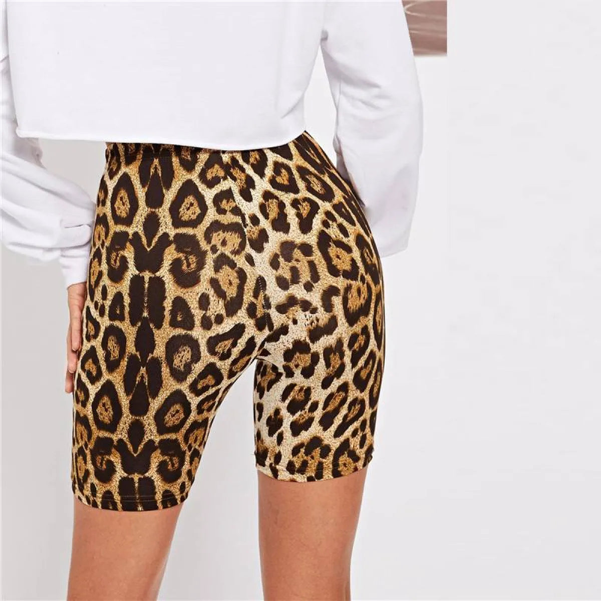Women's Casual Leopard Printed Skinny Short Leggings