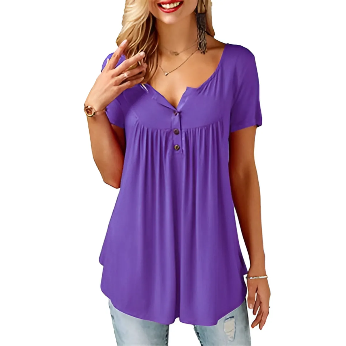 Women's Loose Summer V-Neck T-Shirt