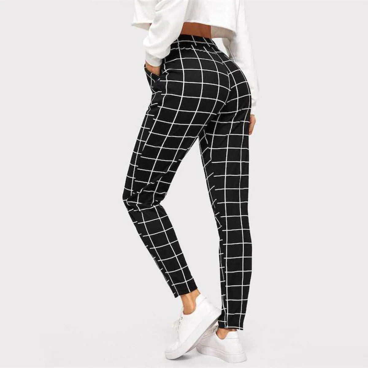 Women's Elegant Square Printed Skinny Pants
