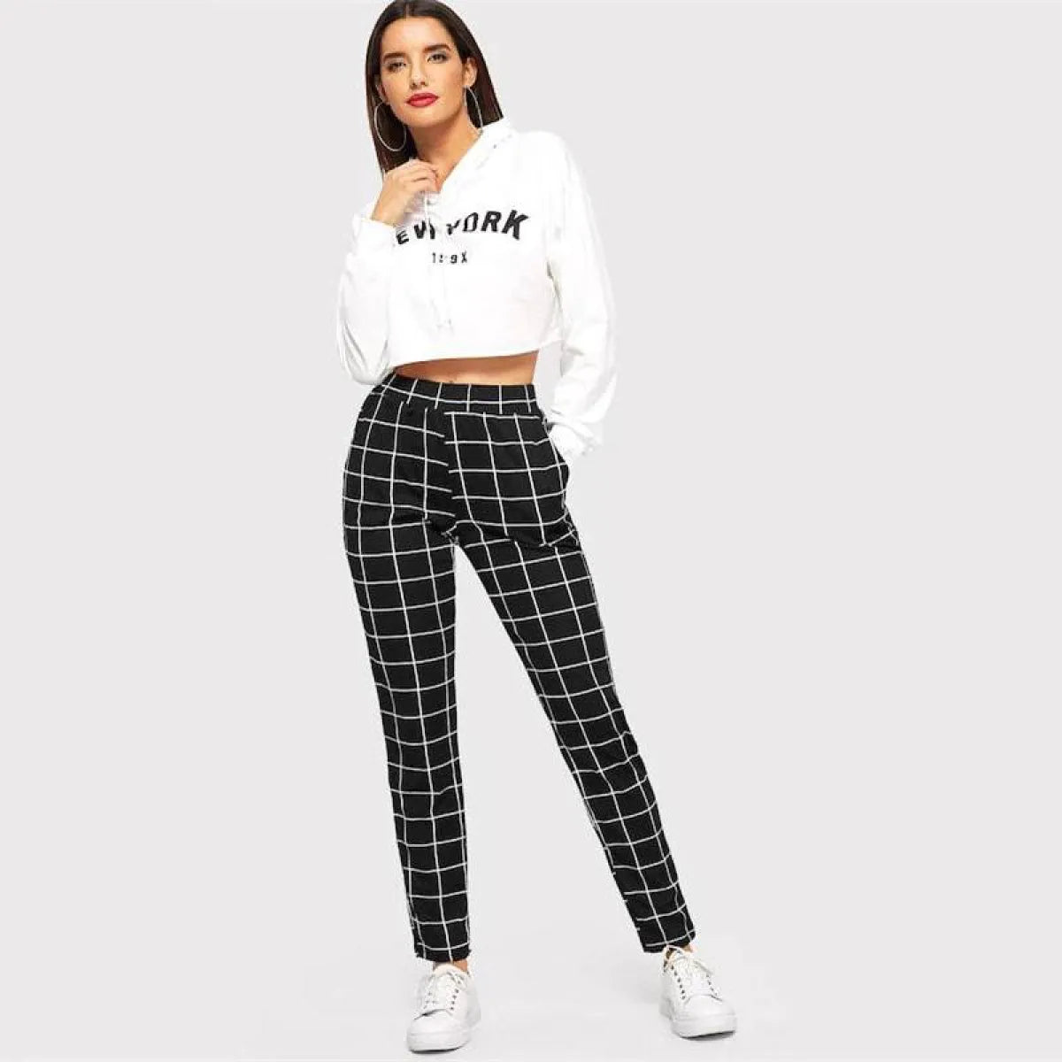 Women's Elegant Square Printed Skinny Pants