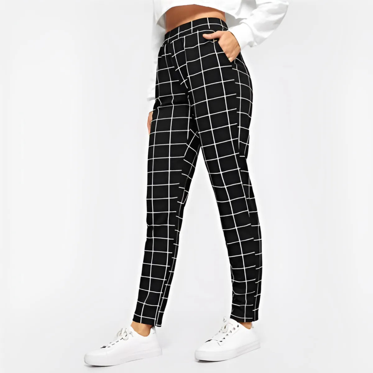 Women's Elegant Square Printed Skinny Pants