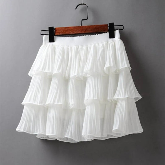 Boho Ruffle Mini Skirt With Elastic Waist