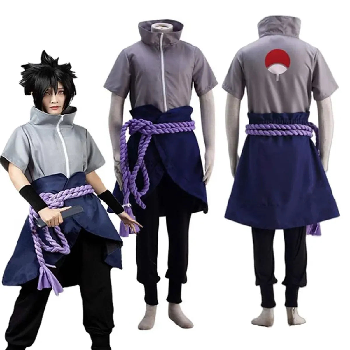 Sasuke Uchiha Cosplay Costume – Naruto Shippuden Outfit with Rope