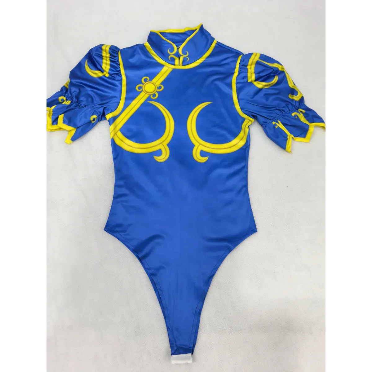 Chun Li Cosplay Costume – Street Fighter Blue Cheongsam Set with Headdress