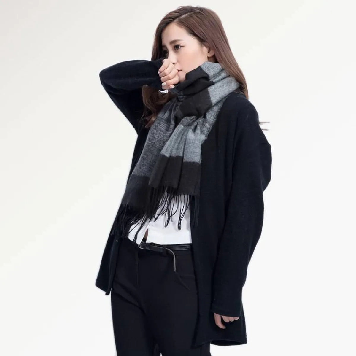 Warm Wide Striped Pashmina Scarf