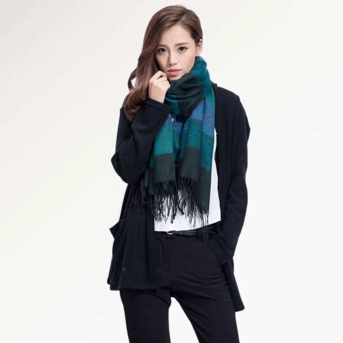 Warm Wide Striped Pashmina Scarf