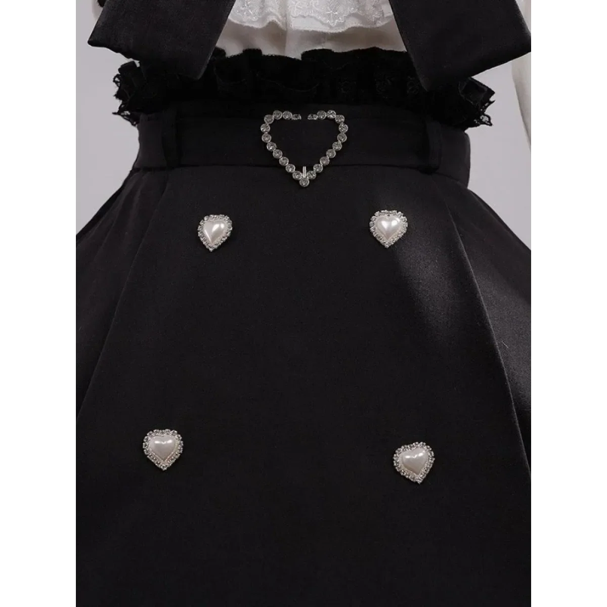 Black & White Sweet Lolita Blouse and Dress – Lace Ruffle Bow Detail