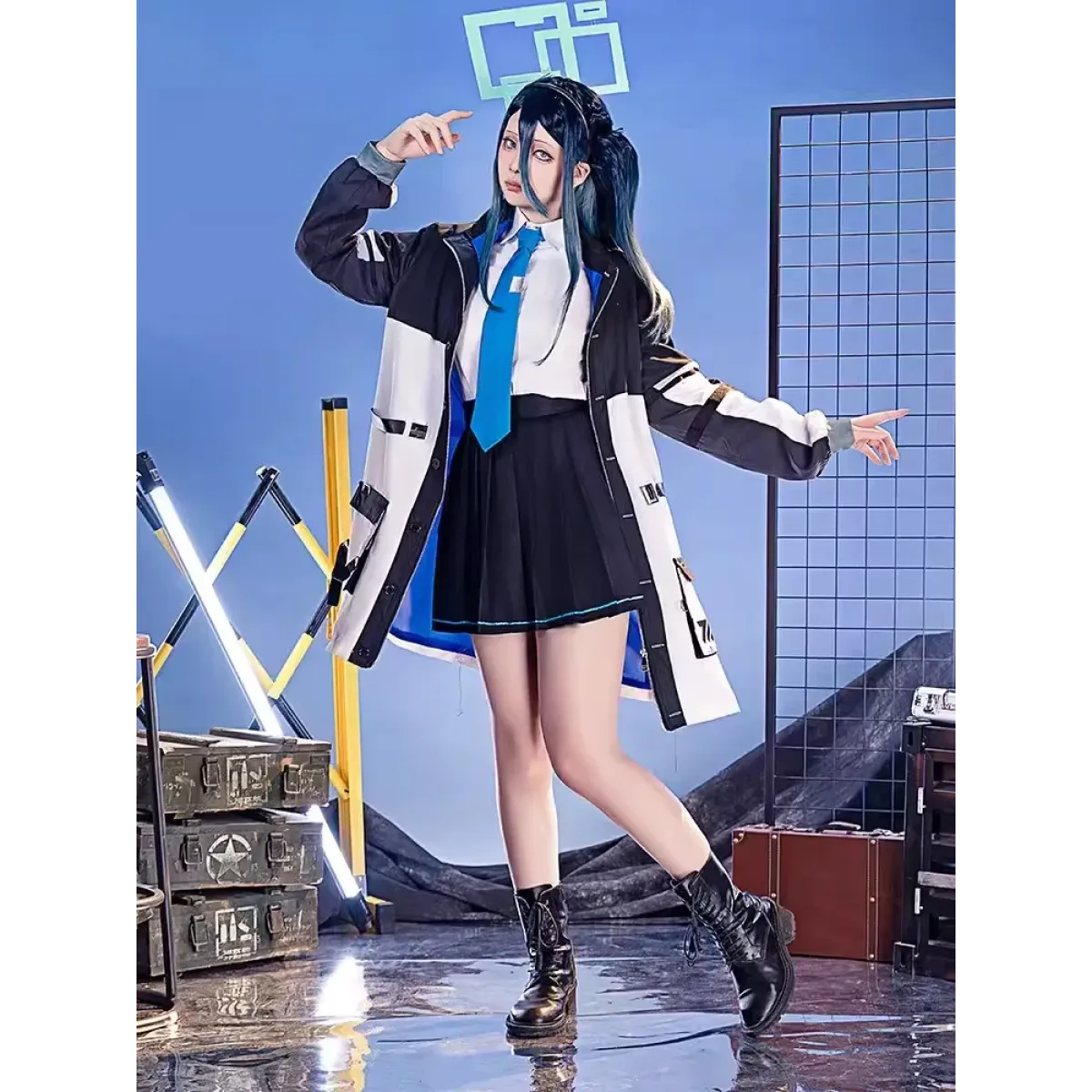 Blue Archive Tendou Arisu Cosplay Costume – Uniform, Wig & Coat Set