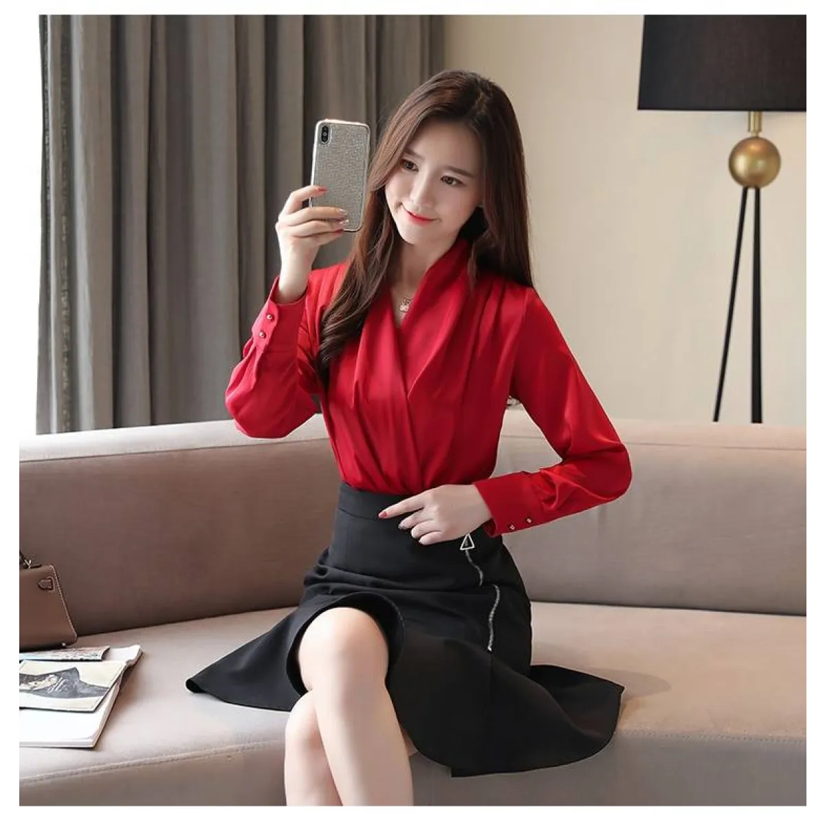 V-Neck Chiffon Blouse