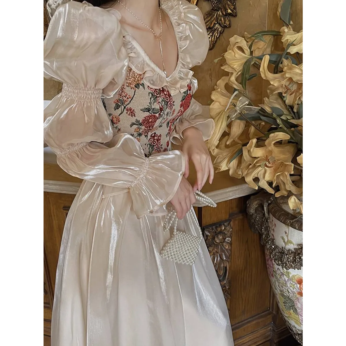 Vintage Floral Midi Dress