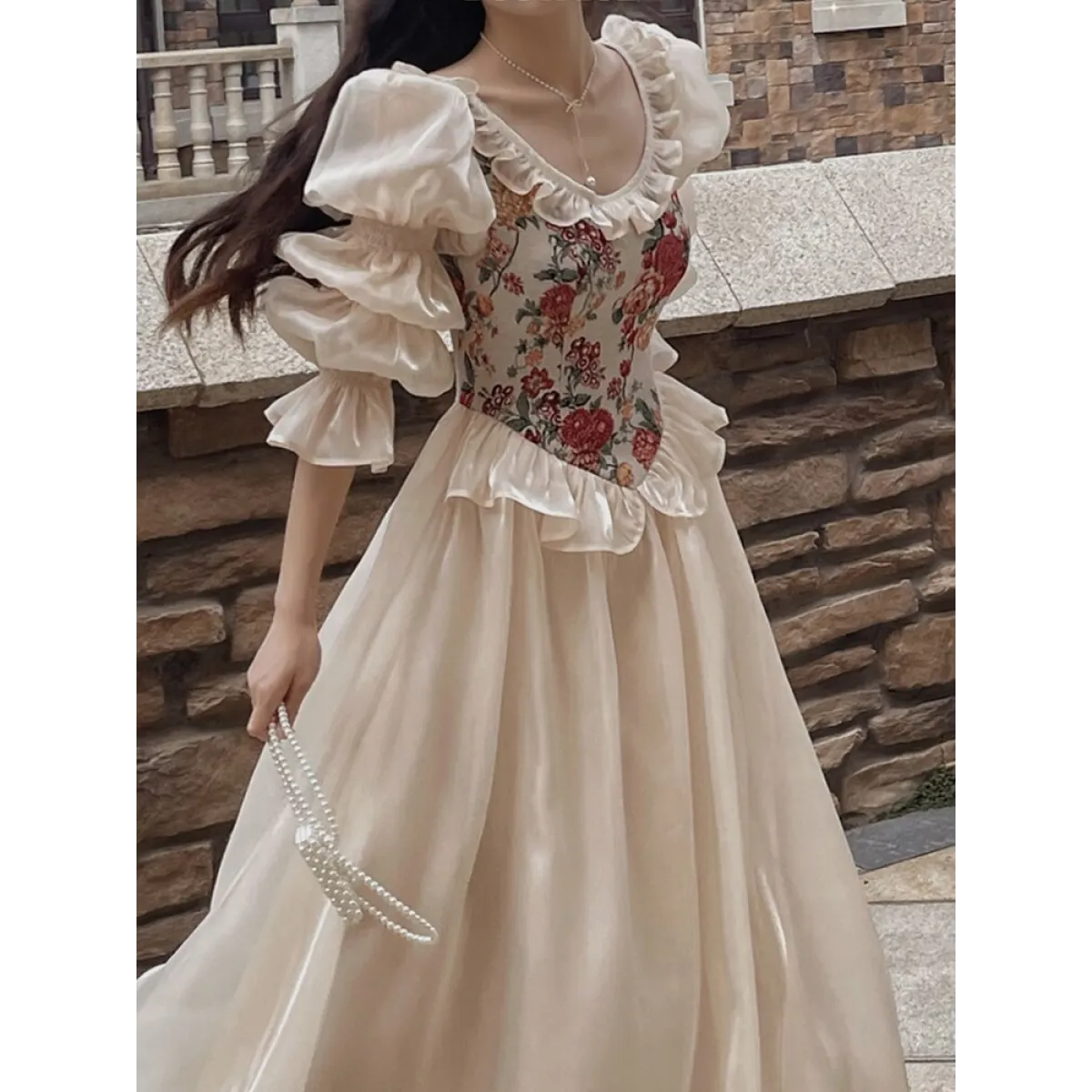 Vintage Floral Midi Dress