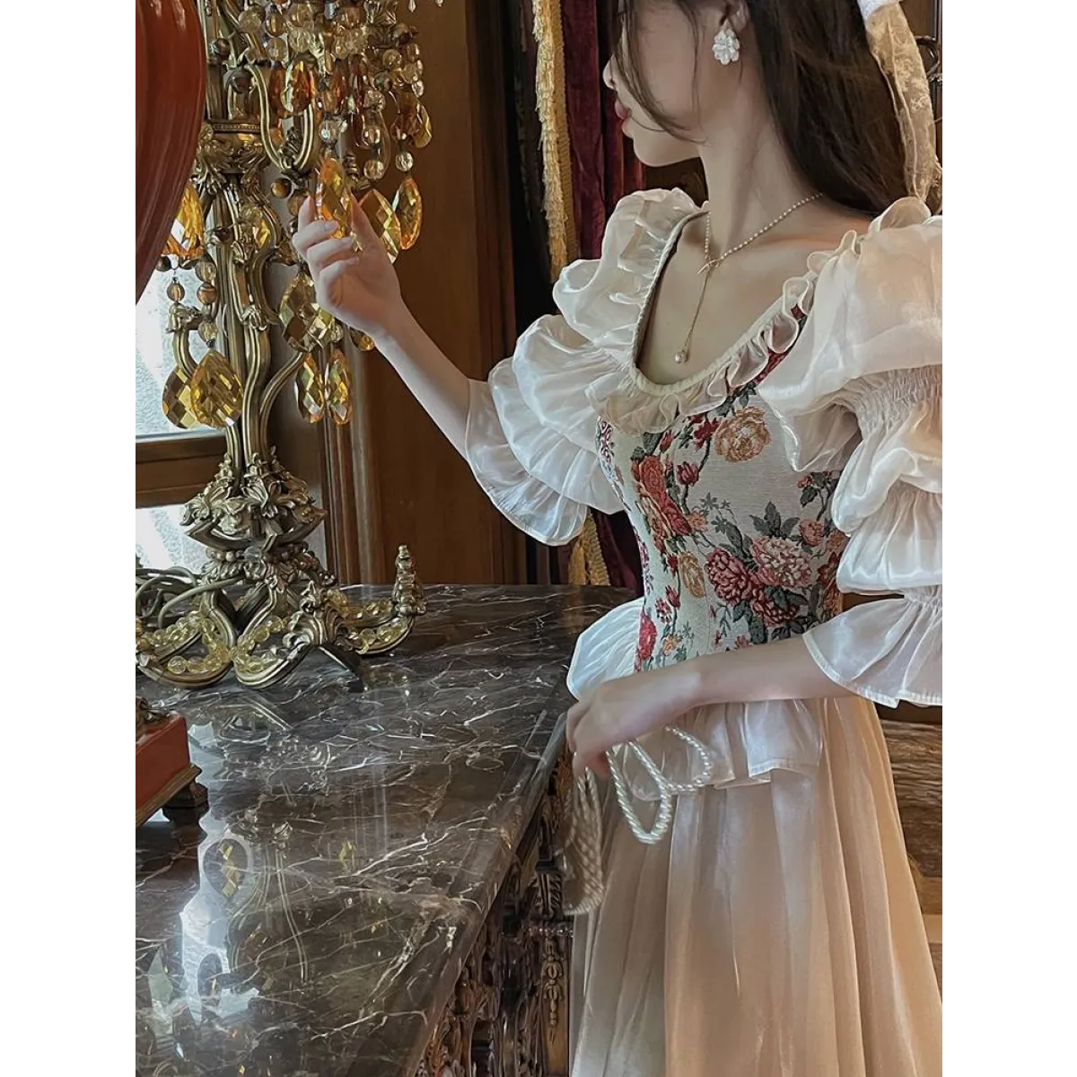 Vintage Floral Midi Dress