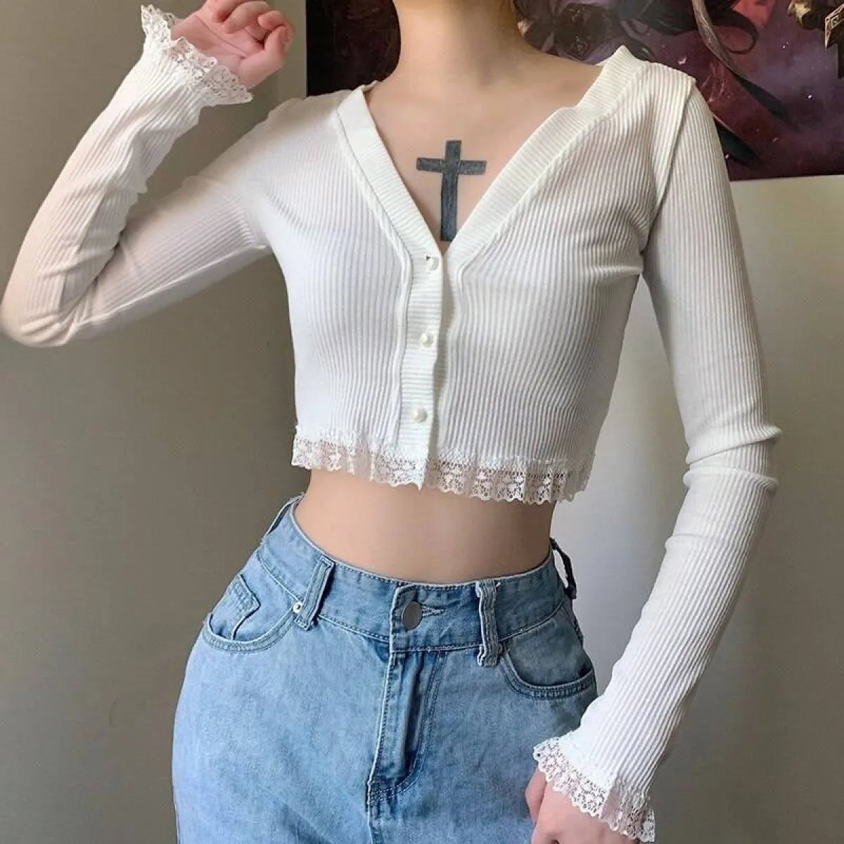 Vintage Gothic Lace Black Cardigan