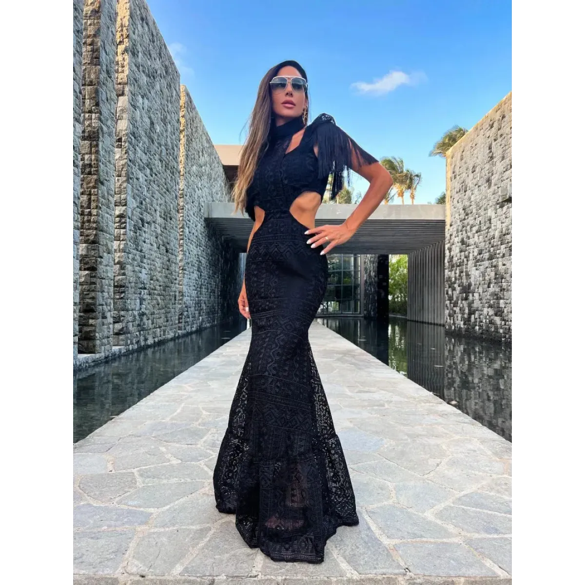 White Lace Turtleneck Dress: Sexy Slim Fit with Tassel Sleeves