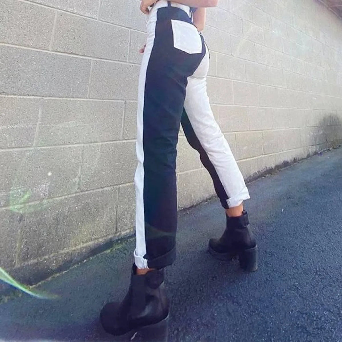 Black and White Patchwork Jeans